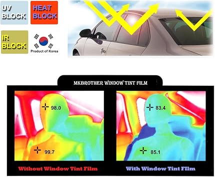 Mkbrother Car Window Tint Film - 35% VLT 20 in x 5' Ft (20 x 60) Roll, UV & Heat Blocking, Scratch Resistant, Privacy Adhesive Film for Auto & Home Windows