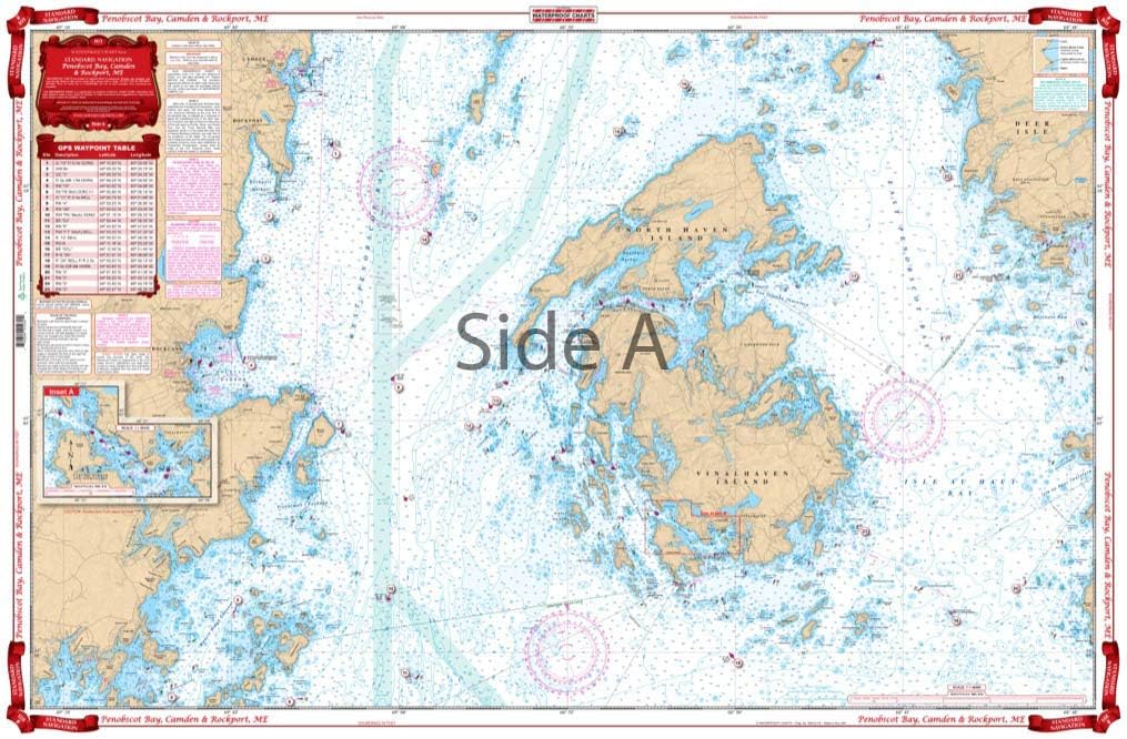 Standard Navigation, 103 Penobscot Bay, Camden and Rockport, ME, Easy-to-Read, Waterproof Paper, Tear Resistant, Printed on Two Sides, 2 Charts in 1, NOAA Charts