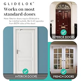 1 Pack - GlideLok Child Safety Door Top Lock | for Interior & Exterior Doors | Lock & Unlock from Both Sides | Stop Kids, Pets, Dogs & Cats from Opening Doors