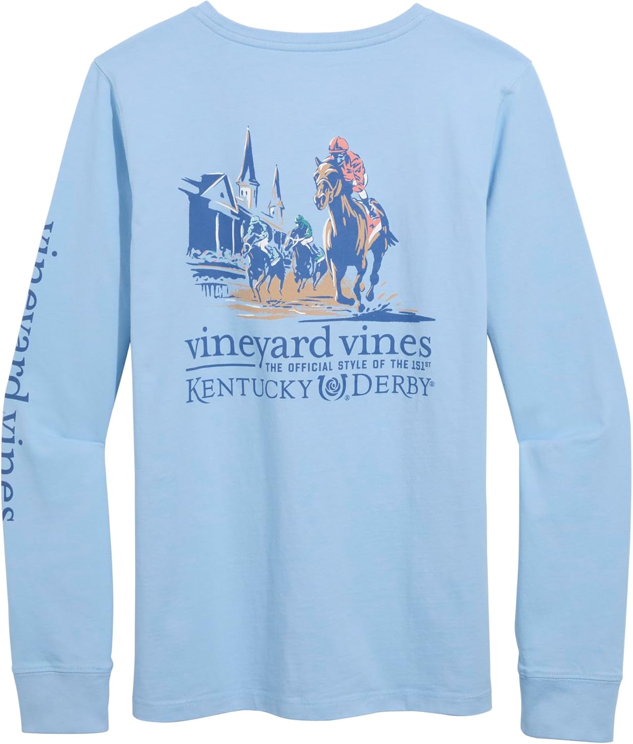 Vineyard Vines Womens Kentucky Derby Painted Race Long-Sleeve Pocket Tee