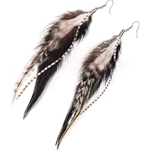 lureme Bohemian Multicolor Pheasant Feathers Dangle Earrings Handmade Natural Feather Earrings er006314