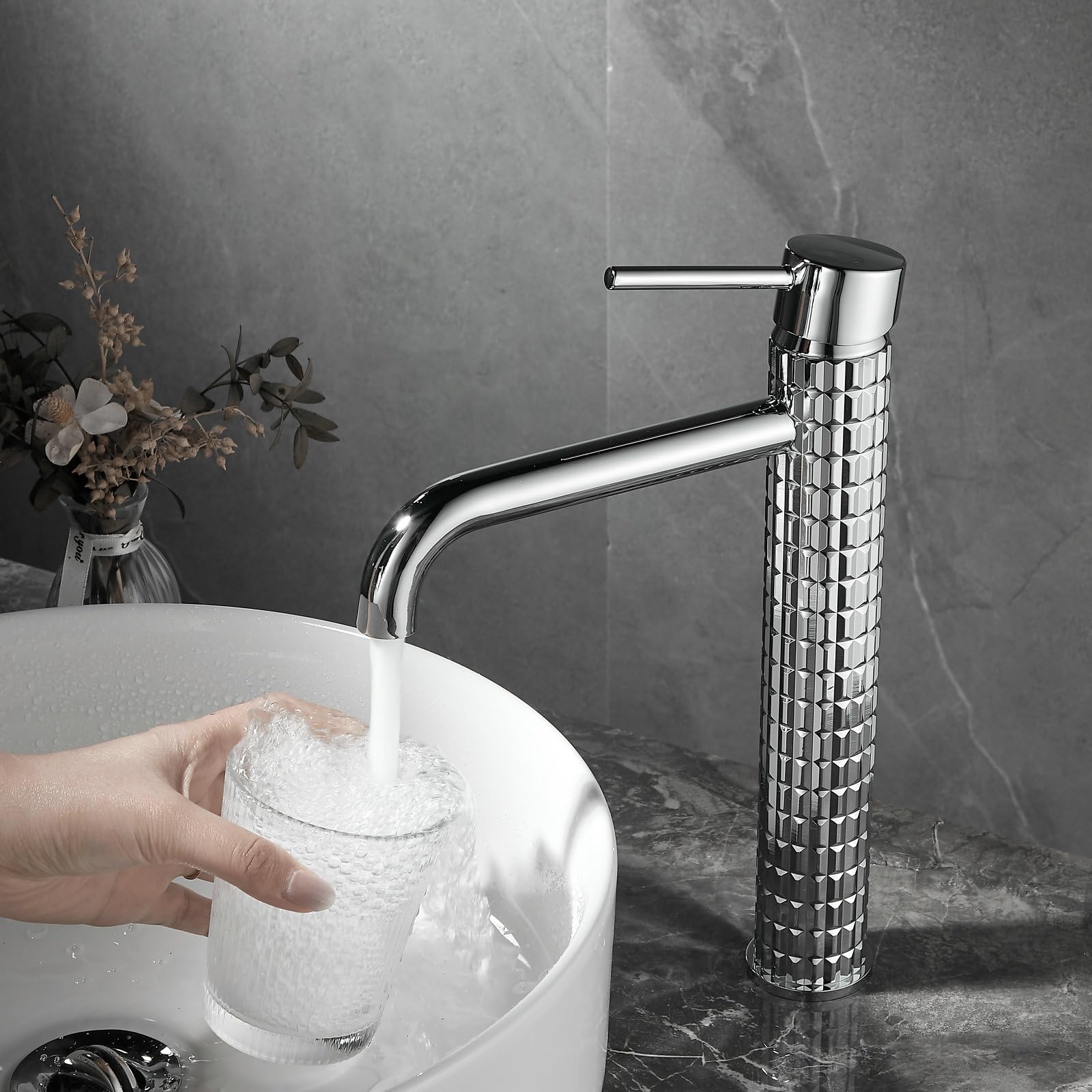 Chrome Bathroom Sink Mixer Taps, Brass Basin Mixer Tap 1 Hole - Image 2