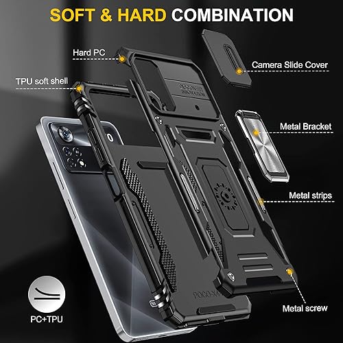 Miniatura 7 de Funda resistente para Xiaomi Poco X4 Pro 5G con funda protectora para cámara, Poco X4 Pro 5G, a prueba de golpes, con soporte de anillo magnético,