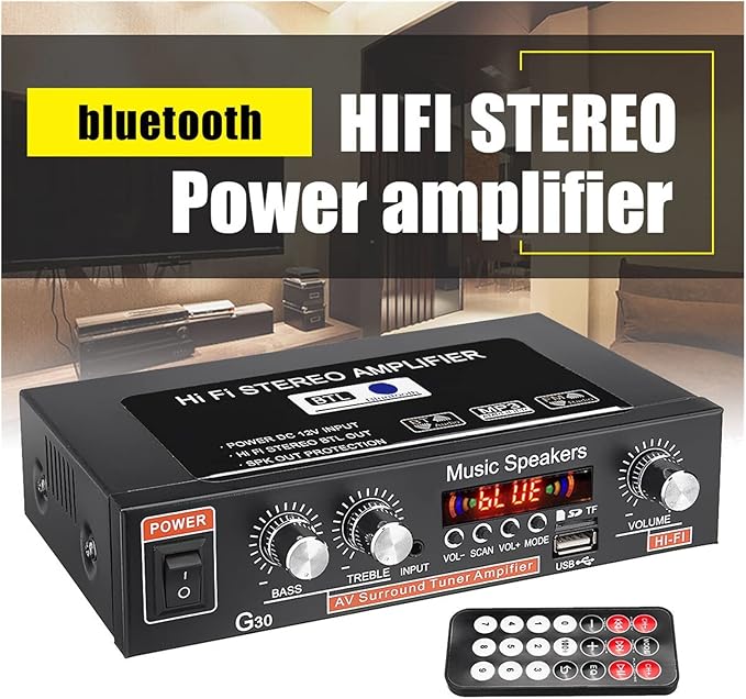 Amazon カーパワーアンプ 800W HIFIステレオオーディオカーアンプカーオーディオブルートゥース2チャンネルデジタル強力なカー