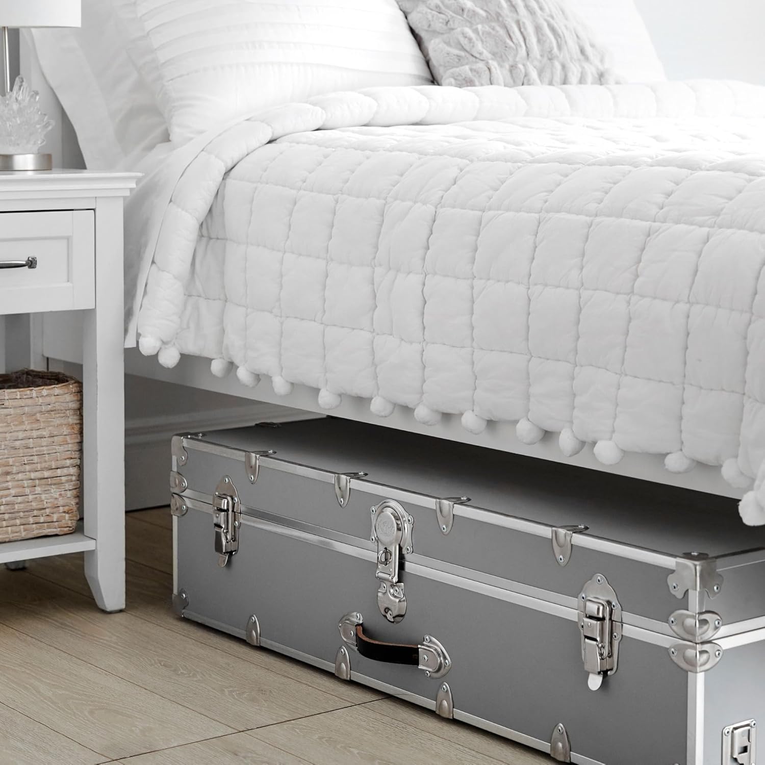 Rhino Trunk & Case Trundle Home Storage & College Trunk With Wheels - 44”x20”x12” - 1500+ lbs Capacity. USA Made Secure Under-Dorm Bed Footlocker for Clothes and Food, and Underbed Shoe Storage Box