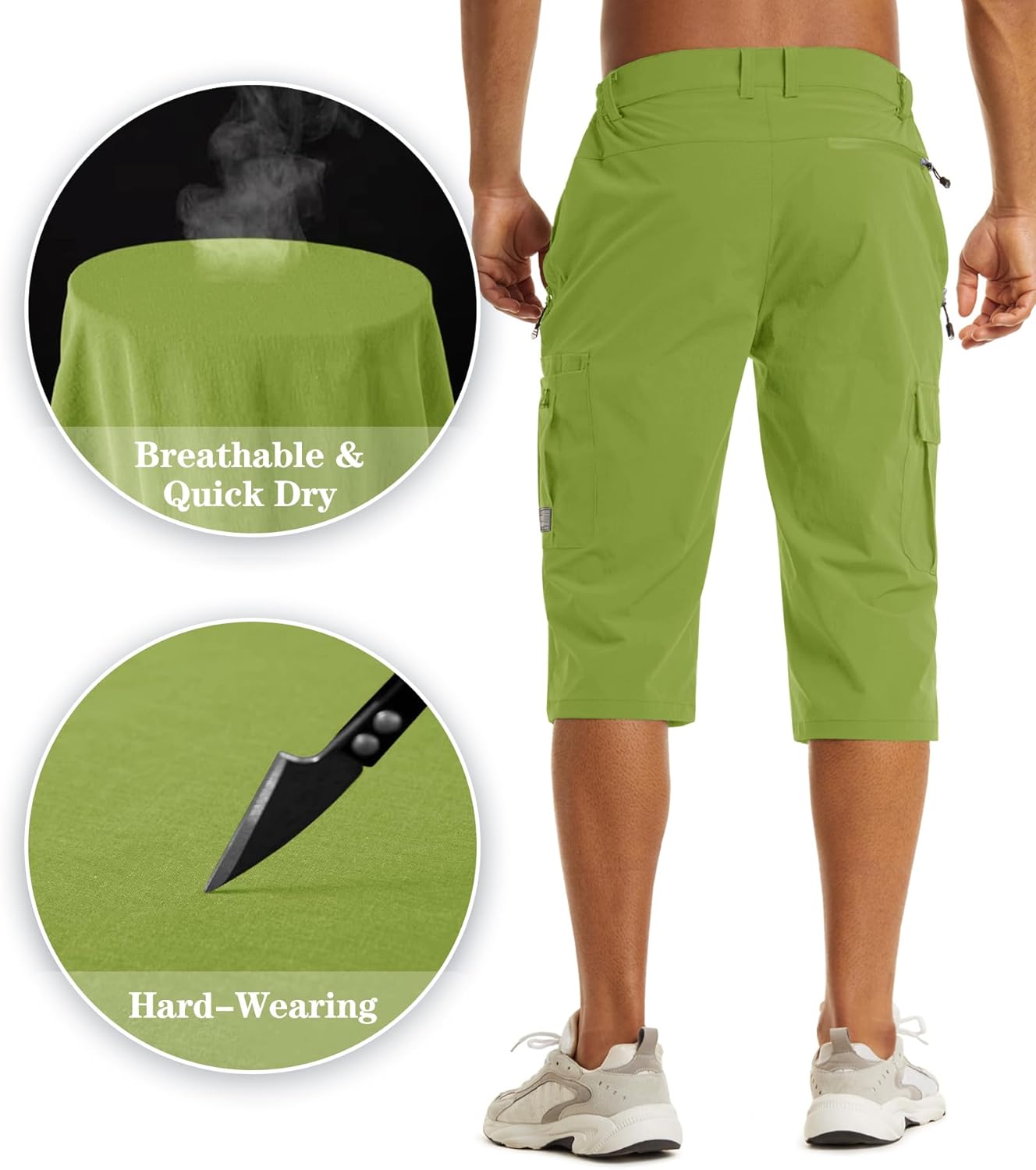 EKLENTSON Men's Workout Shorts Quick Dry Gym Hiking Shorts Zipper Pockets Lightweight Athletic 3/4 Capri Pants for Men