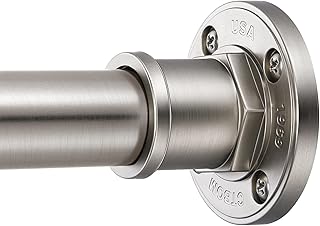 BRIOFOX Industrial Shower Curtain Rod - 2-in-1 Design Tension Curtain Ro...