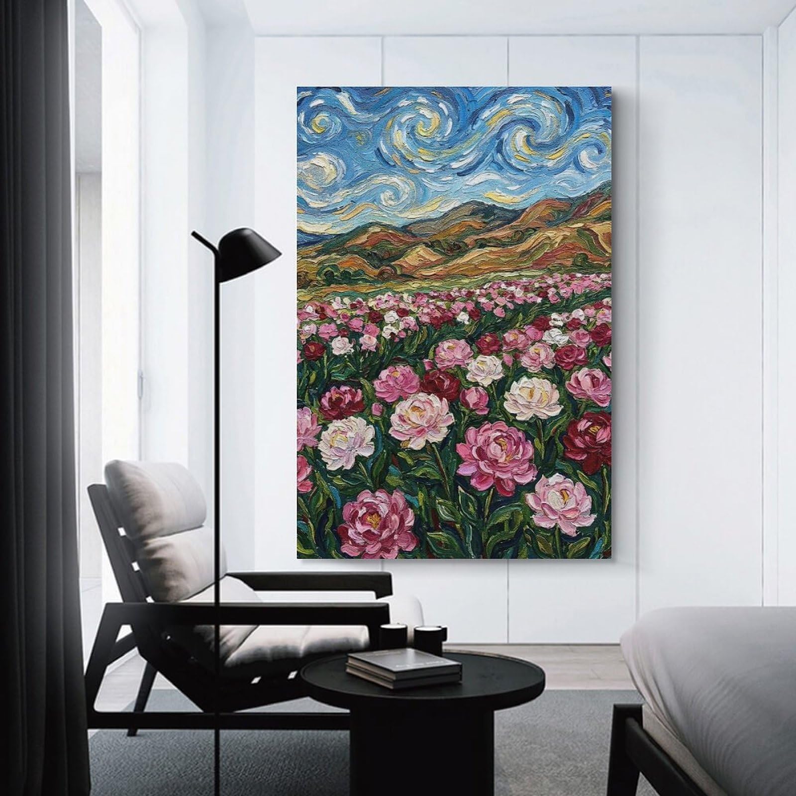 Junmoney Floral Field Painting Room Decor Wall Art, 12x18inch(30x45cm), for Hallway, Lounge Or Guest Room, Gift Idea for Housewarming And Birthdays