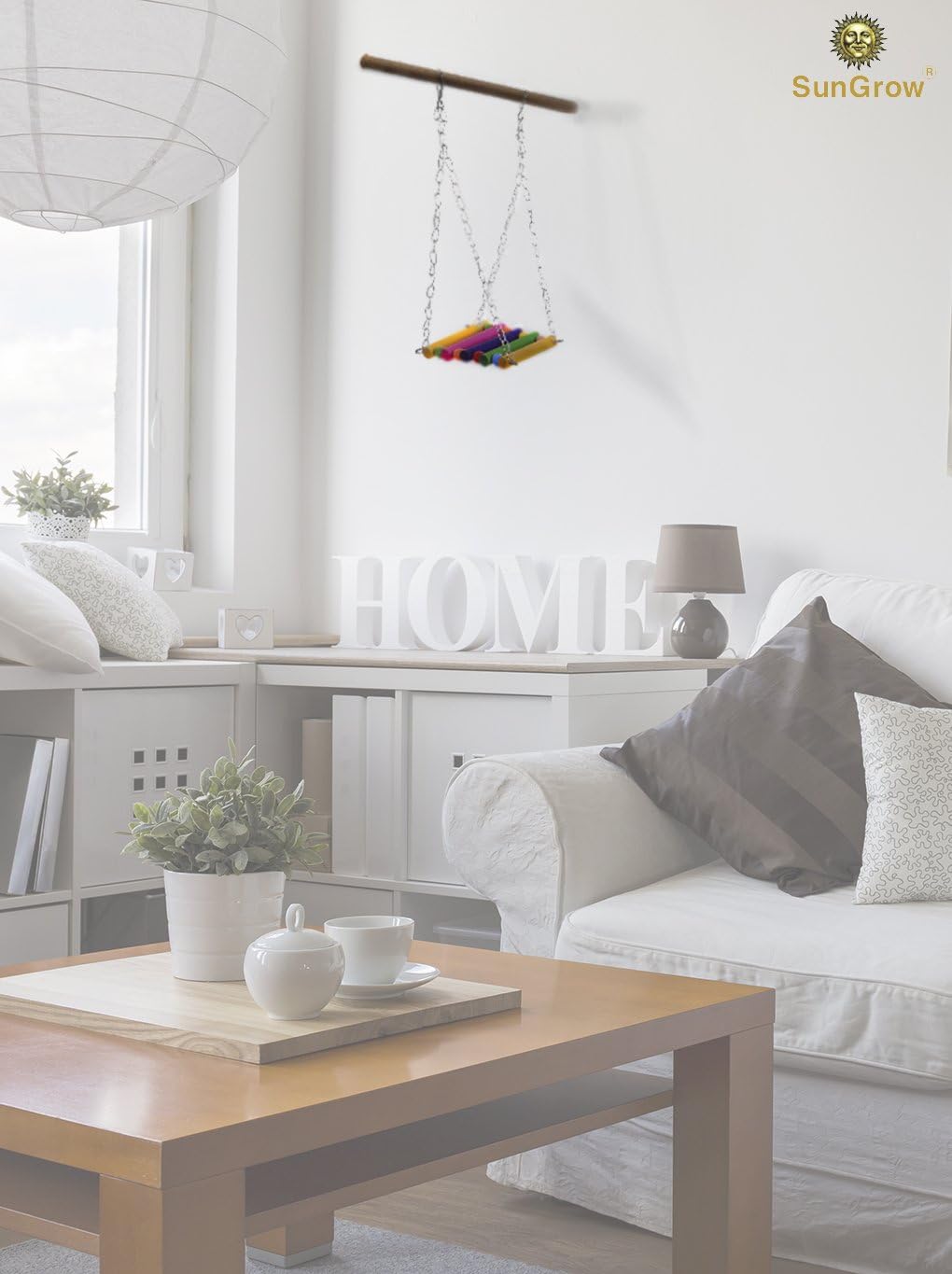 SunGrow Parrot Cage Hammock Swing, 7.8 Inches, Colorful Wooden Swing with Metal Chain and Clasp, 1 Pack : Pet Supplies