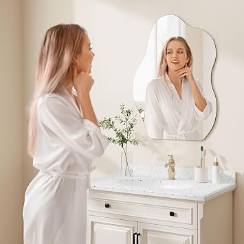 Dripex Frameless Irregular Wall Mirror 70 x 50cm Bathroom Wall Mount Mirror