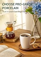 Vista 3 de Sweese Tazas de café de porcelana – 16 onzas (arriba al borde) para café, latte, té, cacao, juego de 4, blanco