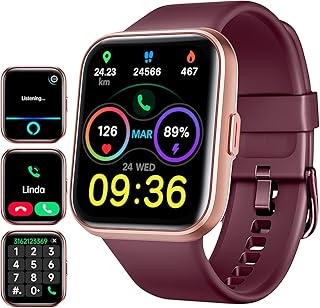 ENOMIR Smart Watch (Answer/Make Call), Alexa Built-in, 1.8'' Fitness Watch with Heart Rate SpO2 Sleep Monitor, 100 Sports Modes, 5ATM Waterproof, Step Counter and Smartwatches for iOS Android Phones