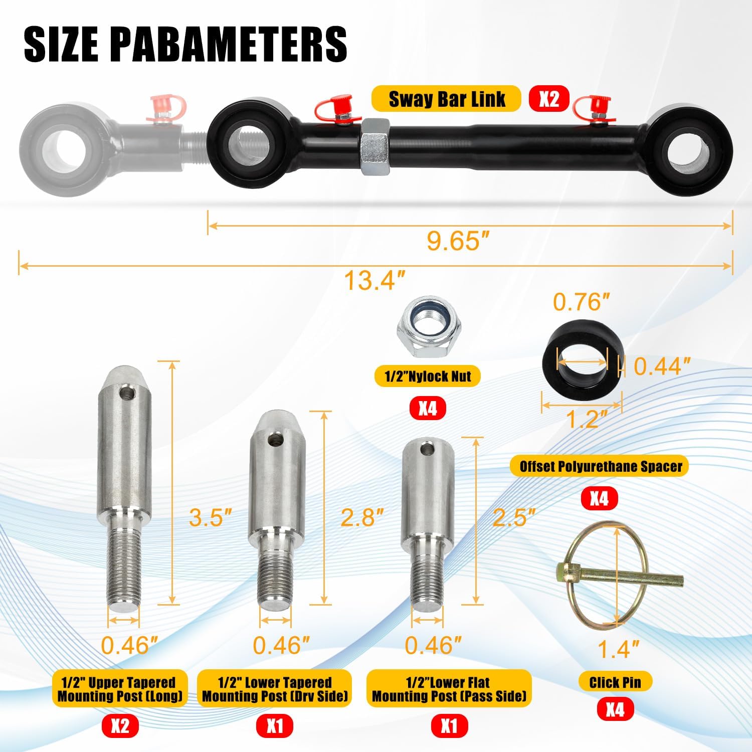 Adjustable Front Sway Bar Quick Disconnects for Jeep Wrangler JK JKU 2007-2018, Stabilizer Bar End Links for 2.5-6 Inch Lift, 2PCS 2/4-Door Sport Sahara Rubicon Suspension Links