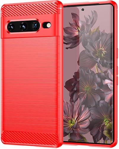Folmeikat Funda protectora de goma TPU flexible para Google Pixel 7 Pro 2022 de 6.7 pulgadas, para Google Pixel 7 Pro 2022 6.7 pulgadas, color rojo