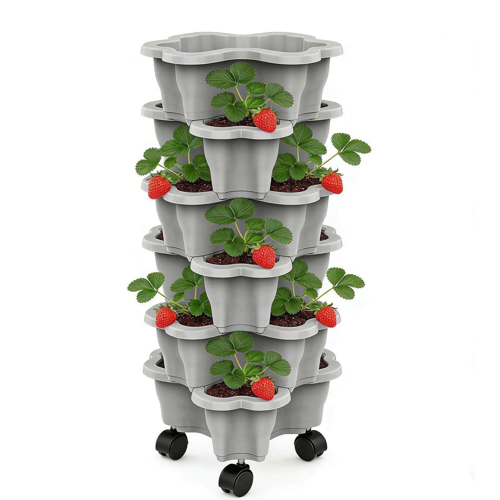 Tour de plantation empilable à 6 étages pour fraises et herbes aromatiques