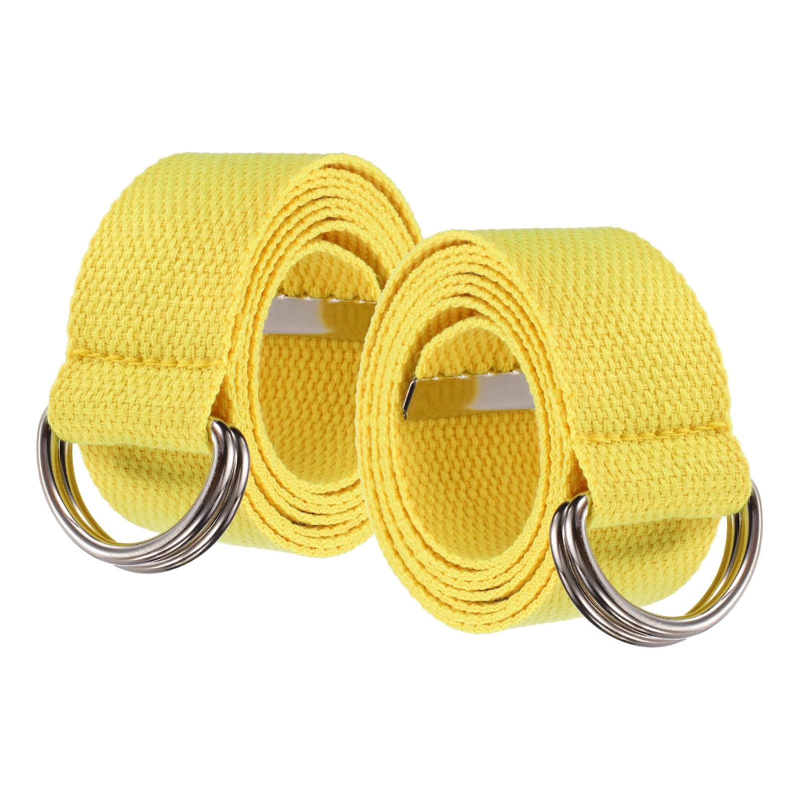 YELARXI Web Football Belt, Men Canvas Belt Web Flag Football D Ring, Adjustable Soccer Replacement Strap 51 Inch & 2 Pcs & Lemon Yellow -Fitting for (Men/Women/Outdoor/Sports/Practise)