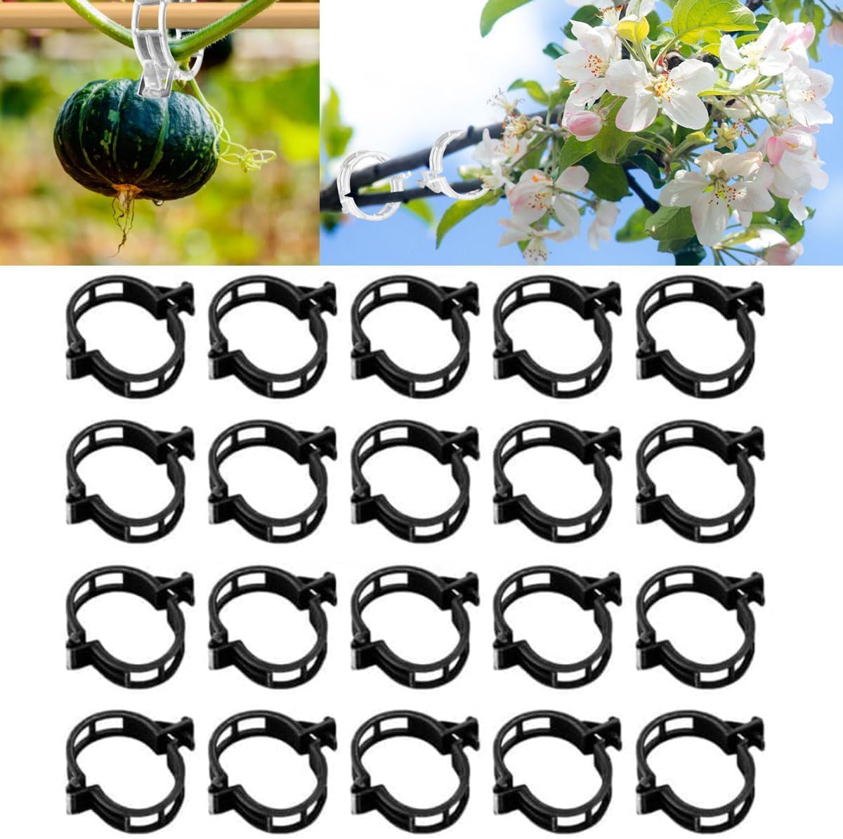 Plant Support Clips, Garden Clips for Climbing Plants, Tomato Clips Plastic Plant Clips, Plant Clips for Support Grape Tomato Vegetables Plants to Grow Upright Makes Plants Healthier (100, Black)
