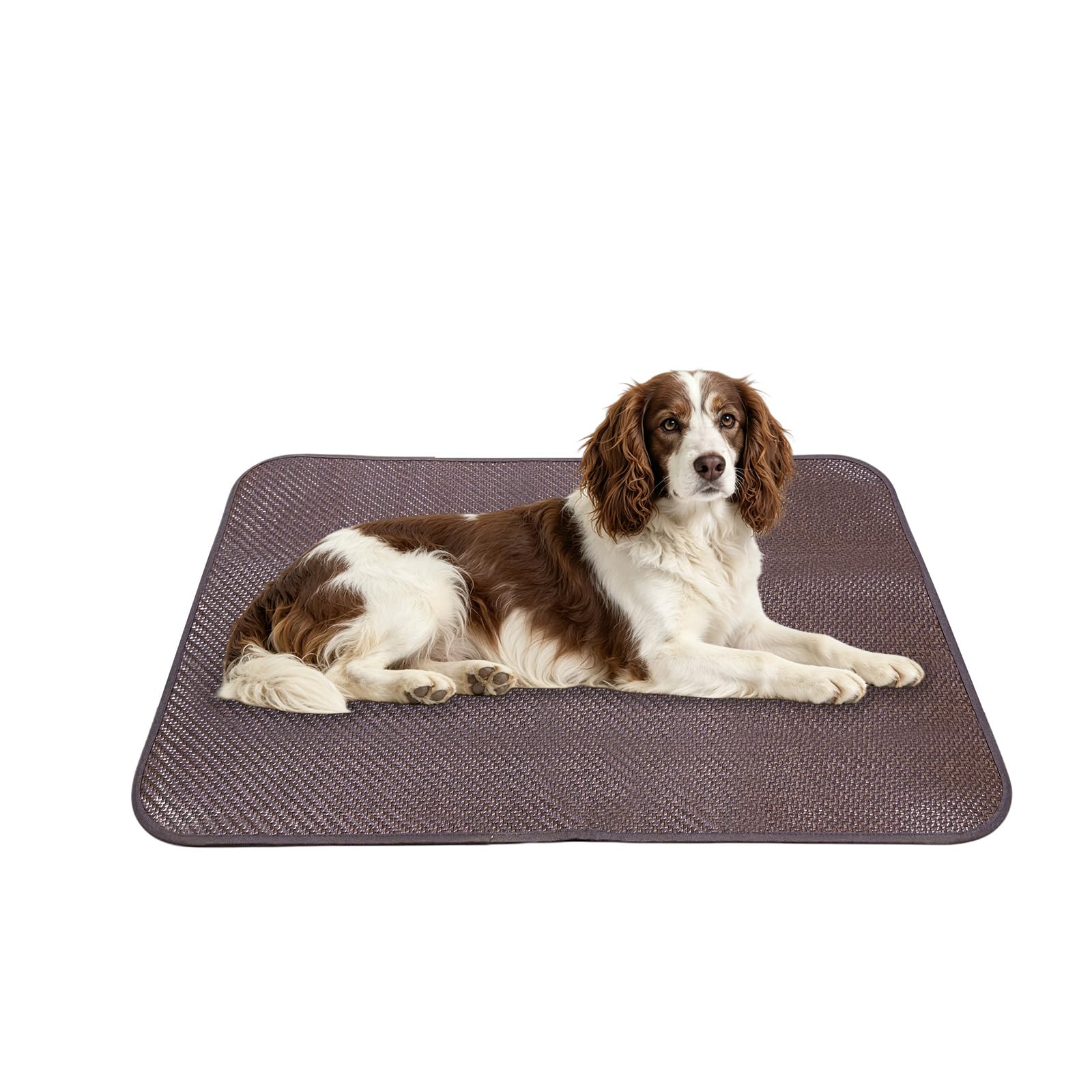 Tapis de refroidissement pour chiens de taille moyenne, 66 x 96,5 cm, tapis rafraîchissant en polyéthylène tissé, respirant, frais au toucher et résistant à la mastication, fond antidérapant