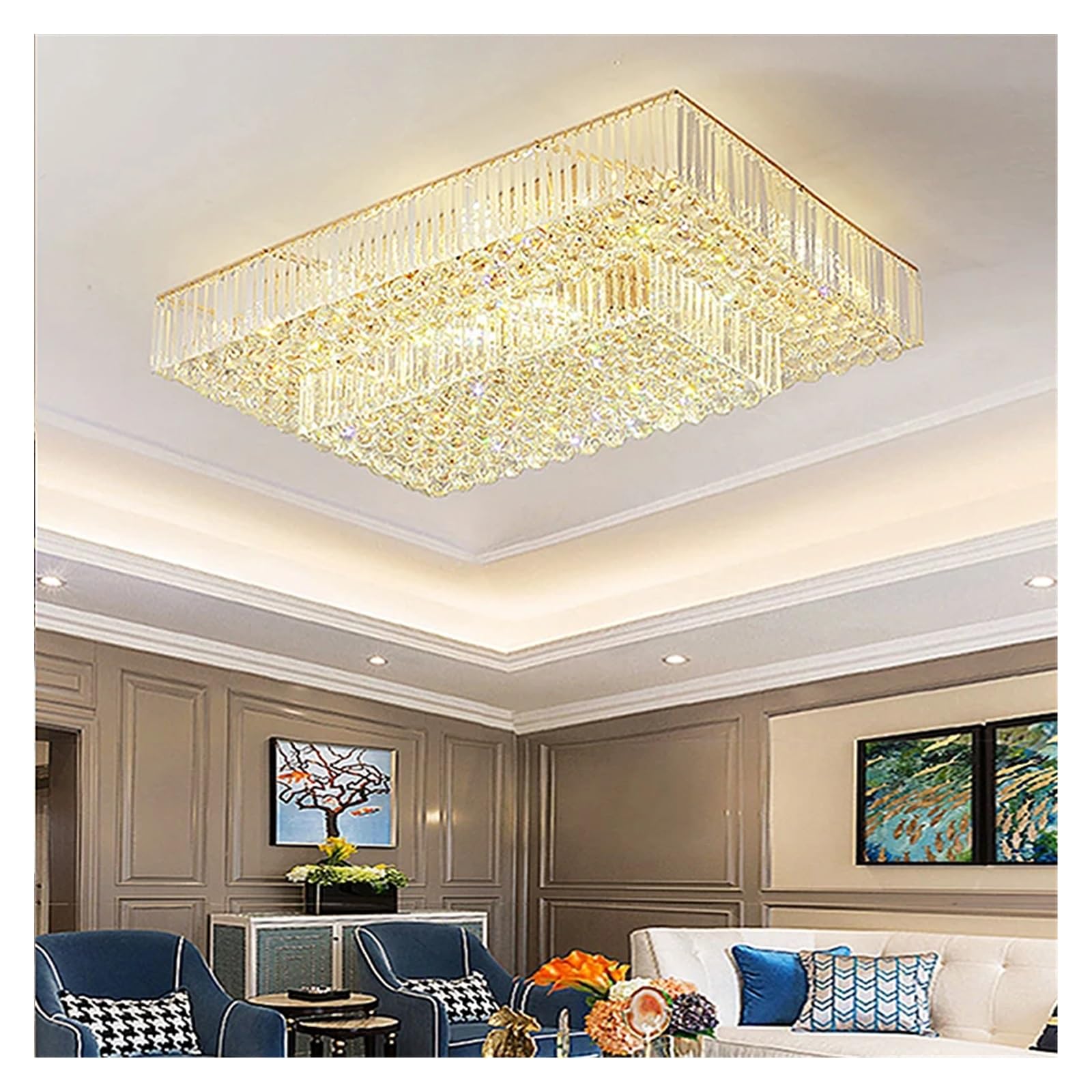 Luksusowa okrągła lampa sufitowa LED z kryształami, idealna do salonu, lampy sufitowej, elegancka, dekoracyjna oprawa do domu, 25 cm, srebrna).