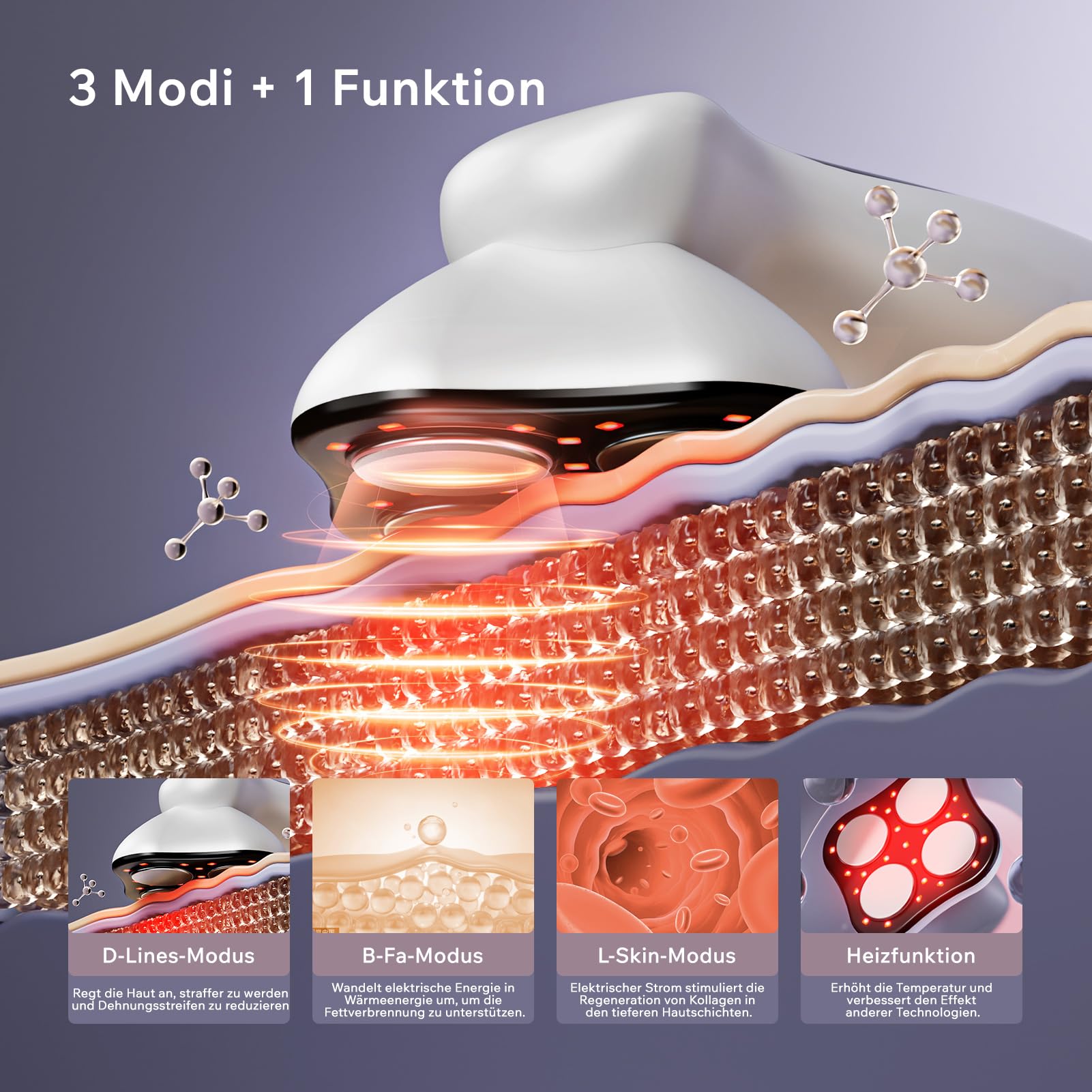 Cellulite Massagegerät Massage Lipödem Massagegerät Anti, Nachgewiesene Wirksamkeit, kabelloses Unisex Massager für Taille, Bauch, Gesäß, Arme, Beine, Rücken (Weiß)