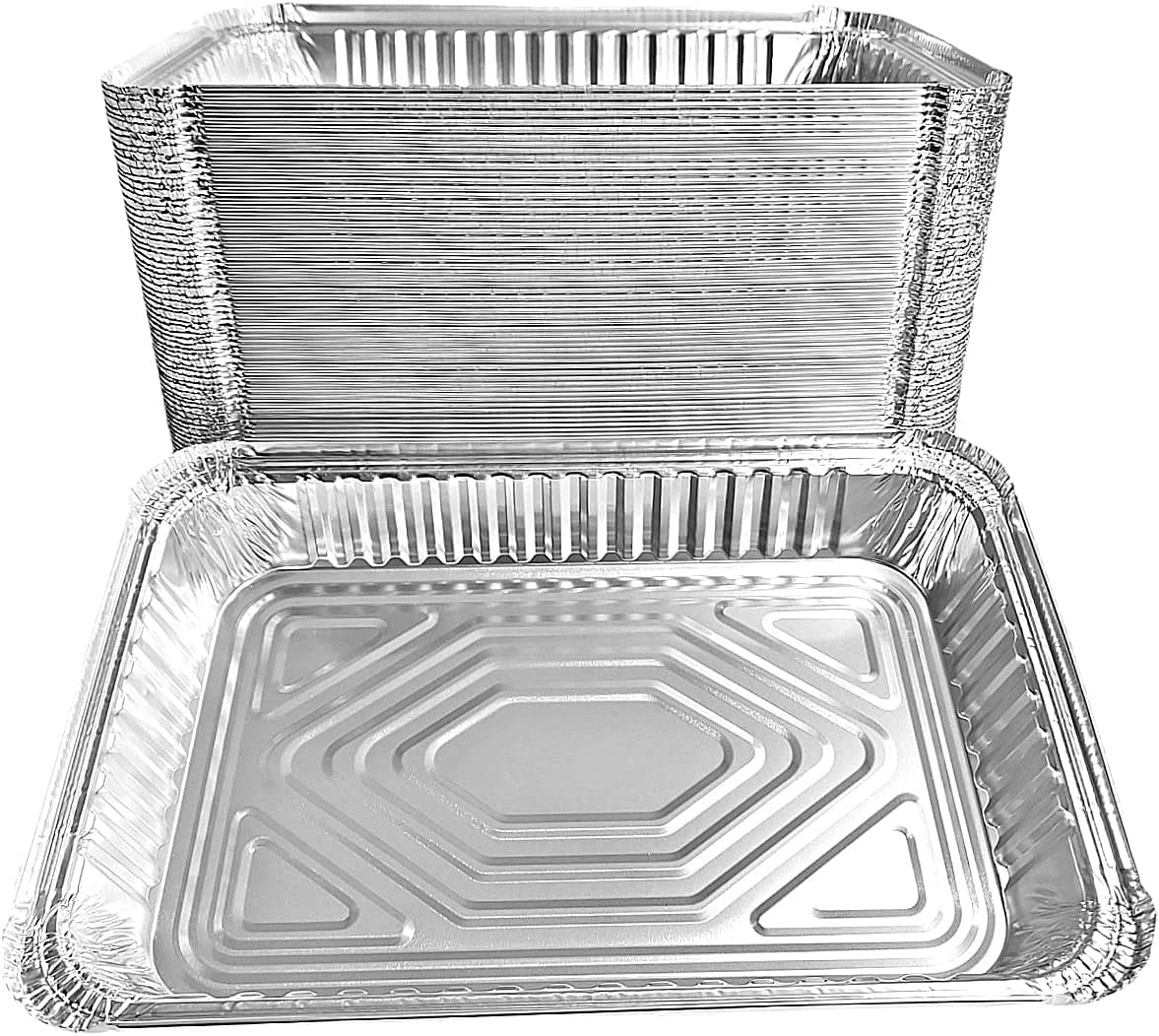PACTOGO Disposable 4 lb. Aluminum Foil Oblong Take-Out Heavy Duty Tin Baking Pans with Board Lids 12'' X 8'' X 2'' Inch - For Meal Prep, Brownies, Bread, Baking, or Lunchbox (Pack of 100 Sets)