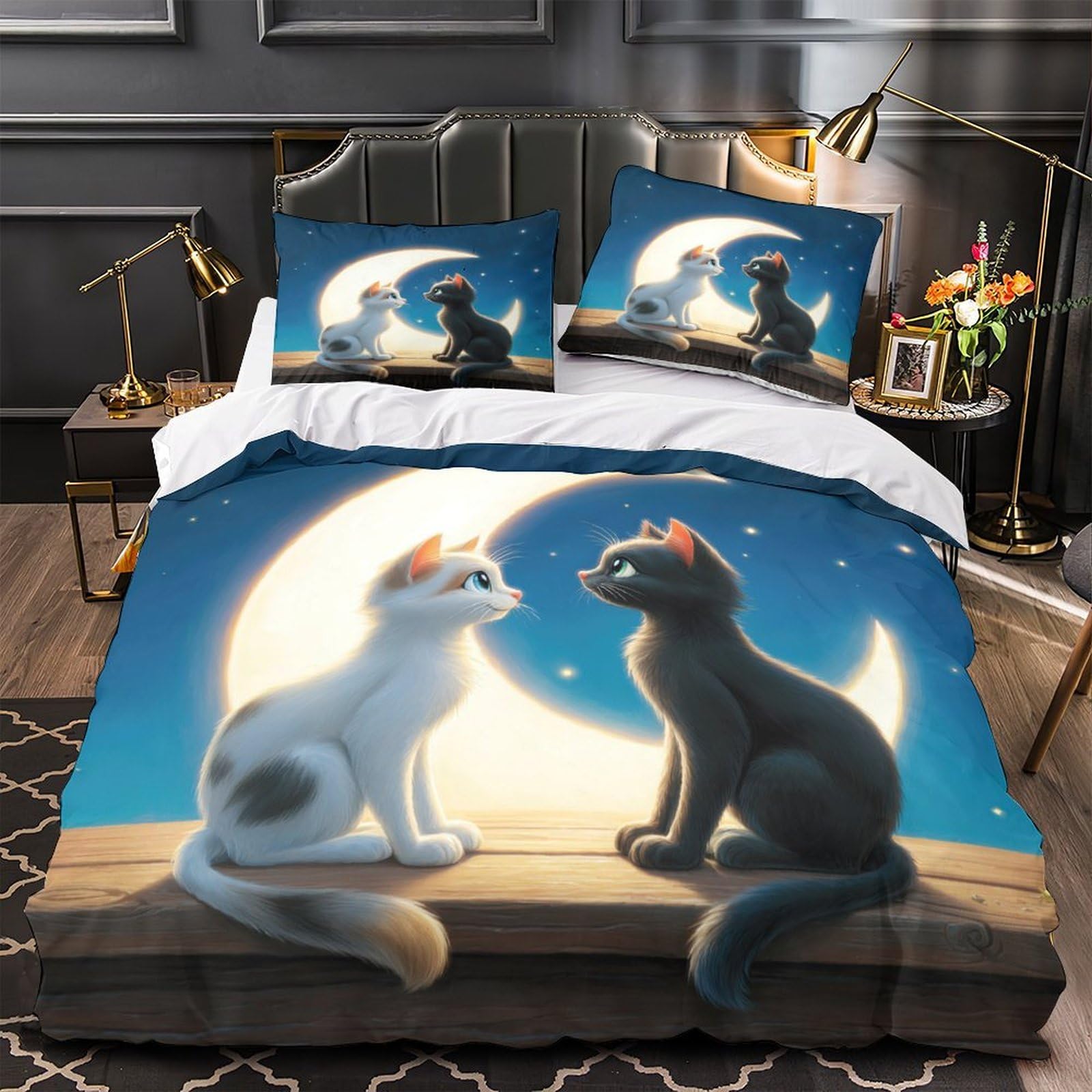 Parure de lit Super King 260x220 en microfibre avec fermeture éclair résistante