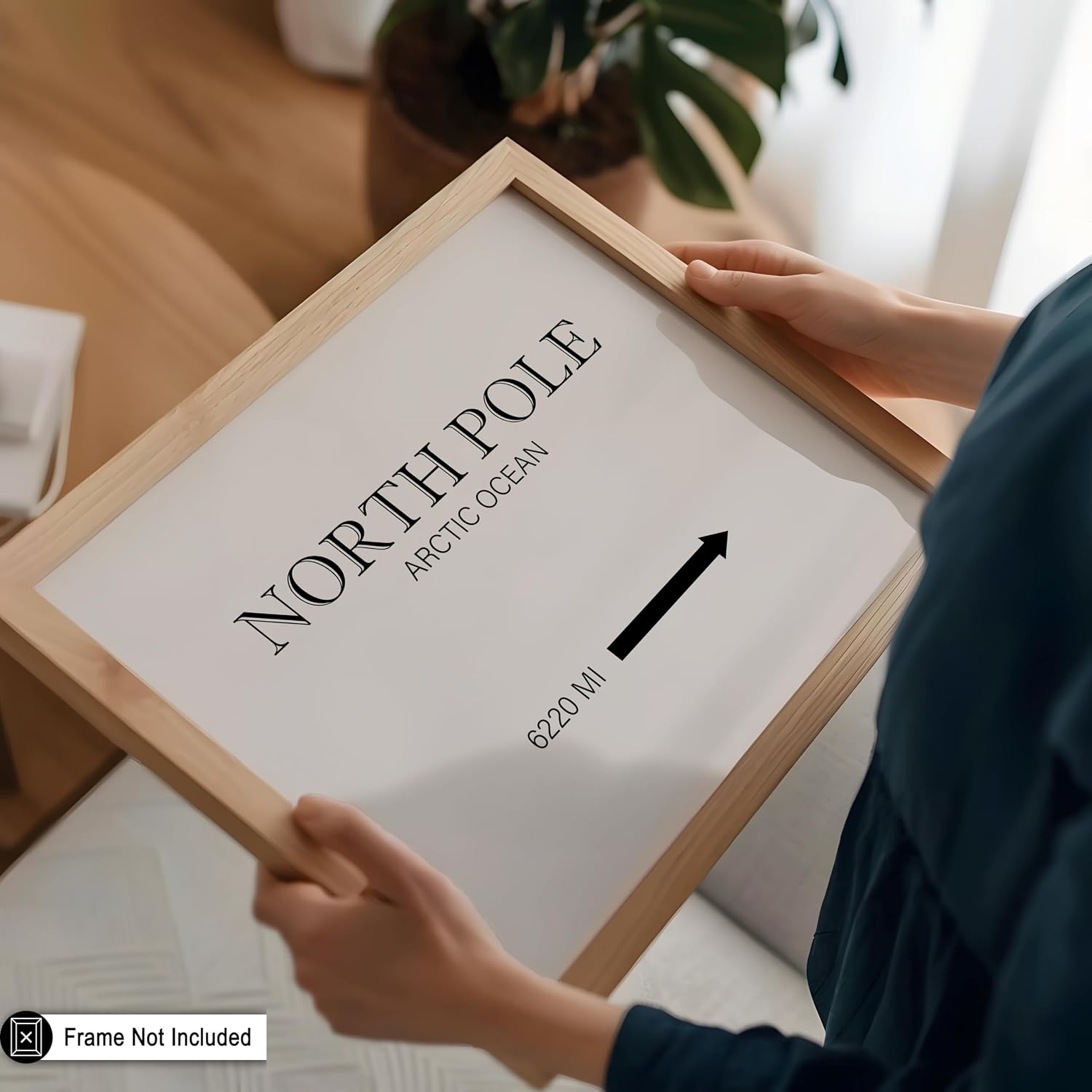 Poster Master North Pole Sign Print - Christmas Poster - Holiday Art - Minimal Wall Design - Trendy Gift for Men & Women - Modern Decor for Living Room, Bedroom or Dorm - 8x10 UNFRAMED Wall Art