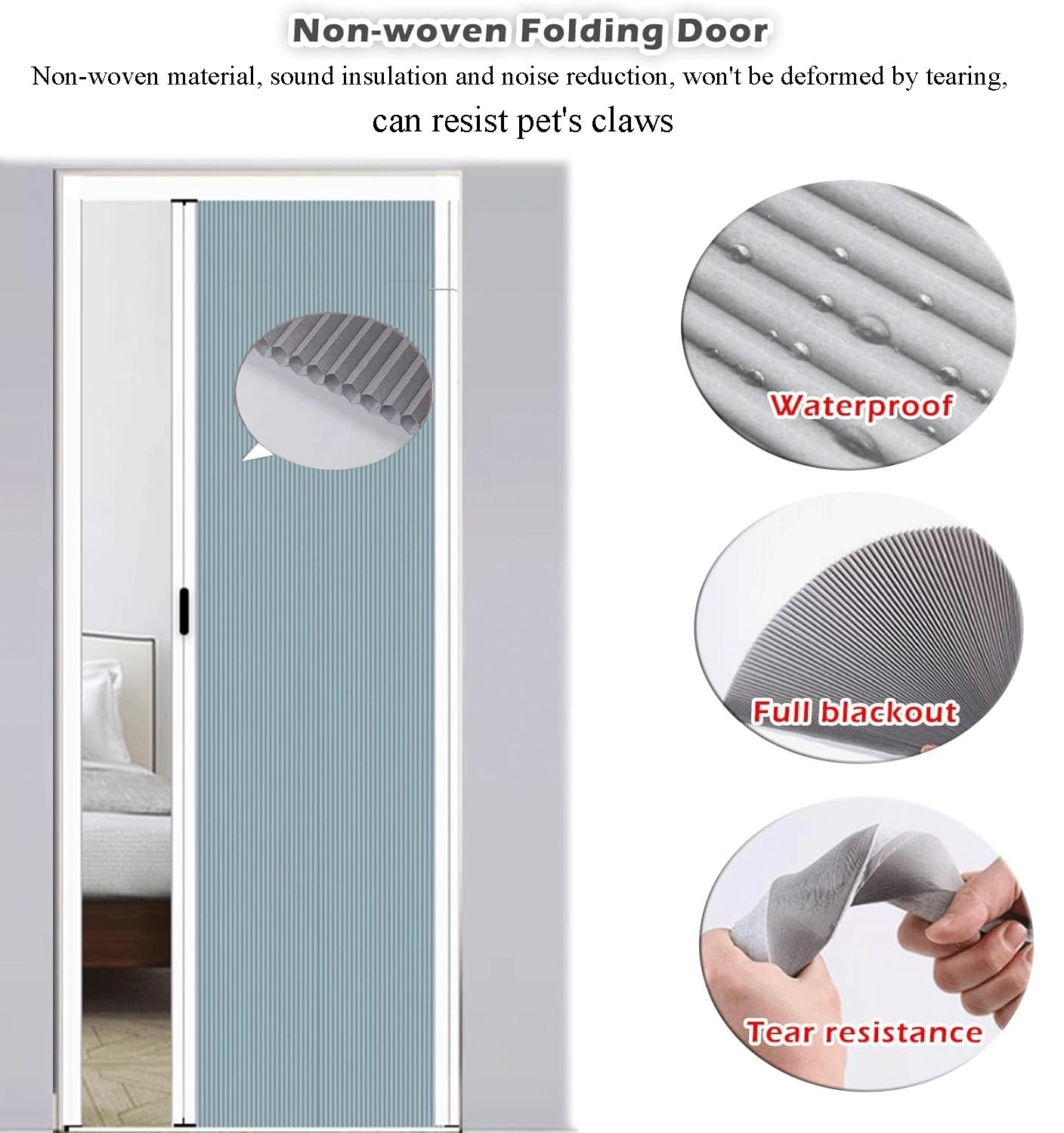 Porte accordéon Portes pliantes et rétractables d'intérieur, porte coulissante accordéon en aluminium blanc, cloison étanche sans perçage et à faible encombrement(H 79.9in/203CM,W 28.7in/73cm)
