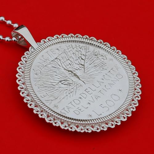 Miniatura 2 de 1978 Vatican 500 Lire Sede Vacante BU Uncirculated 83.5% Silver Coin 925 Sterling Silver Necklace NEW - Descending Stylized Dove