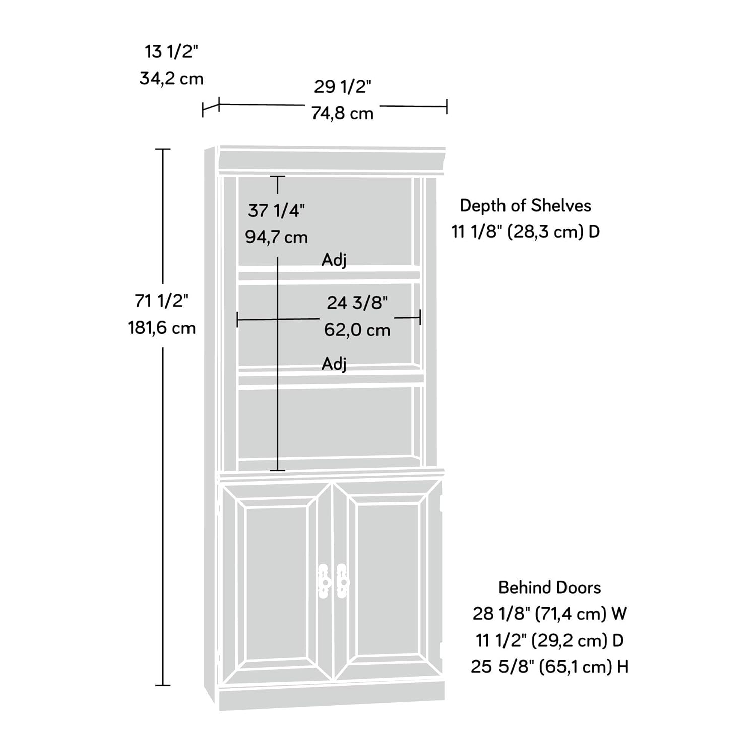 Dimensions diagram for Sauder Orchard Hills Library with Doors