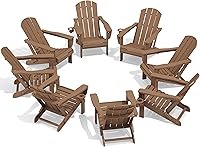 Vista 26 de SERWALL Juego de 2 sillas plegables Adirondack ajustables con 3 posiciones reclinables, Adirondack de polietileno de alta densidad para todo