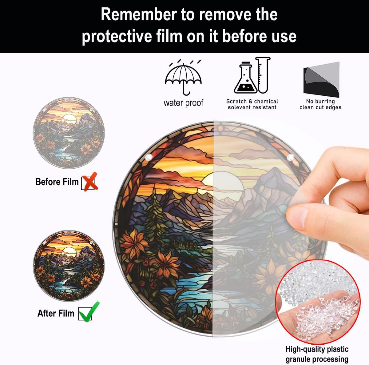Acrylic Valleys Suncatchers for Windows River Flowers Sunset Large Round Natural Scenery Window Hanging Panels Bedroom Garden Kitchen Wall Decor Gifts for Women Mom Grandma Teacher