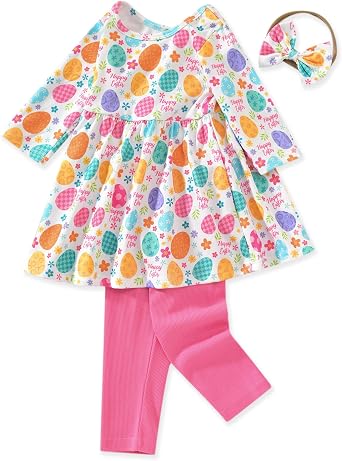 Aalizzwell Toddler Girls Floral Tunic Outfit for Fall Winter