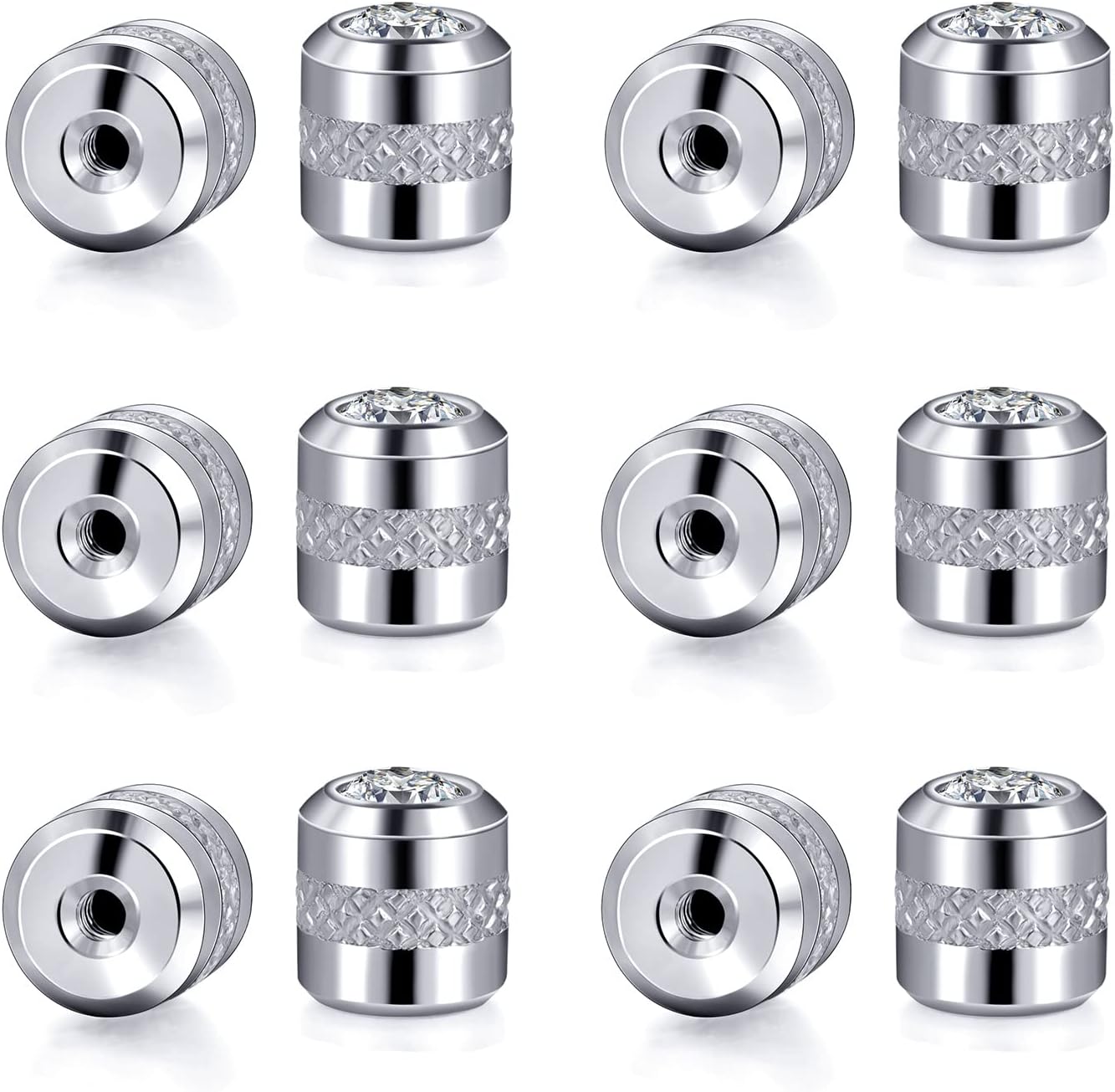 Titanium Screw Earring Backs with Rainbow CZ|3 Pairs 20G/0.8mm and 3 Pairs 18G/1mm|Hypoallergenic Stopper Black Stainless Steel Backings Replacement