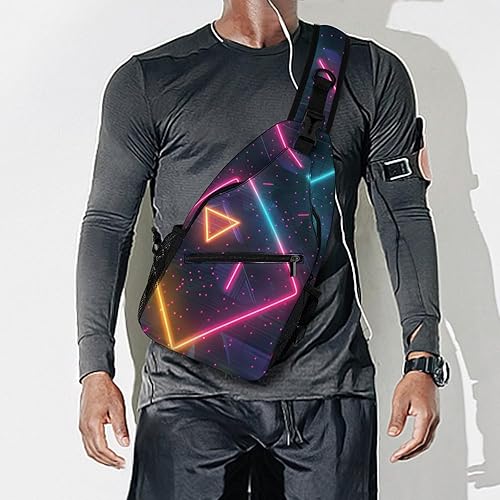 Miniatura 6 de Bolso bandolera retro de los años 80 y 90 de neón para viajes, senderismo, multiusos, para mujeres y hombres