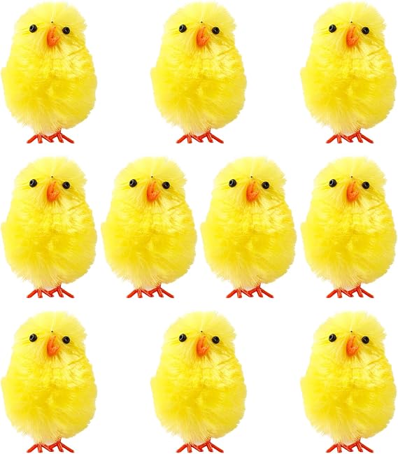 10Pcs 4CM Yellow Chick Soft Plush Polyester Chick Ornament for Craft Easter Basket Fillers Festive Decoration Easter Yellow Youngsters
