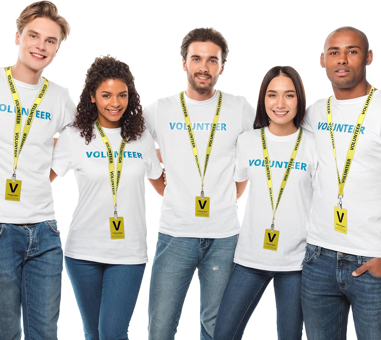 Fulmoon 50 Sets Volunteer Lanyards Bulk Breakaway Volunteer Lanyards and Badges with Clips for Event Fundraising Donation Activities
