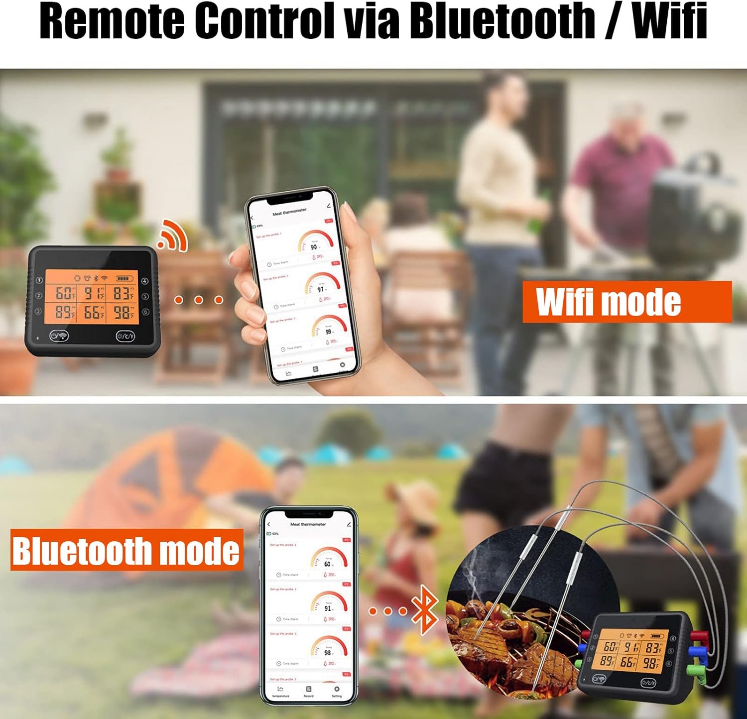 review PhantomSky Digital Meat Thermometer, Wireless Meat Thermometer for Grilling with Smart Cooking Timer Mode, Backlight, Bluetooth Connectivity, with 6 Probes Meat Thermometer Probe