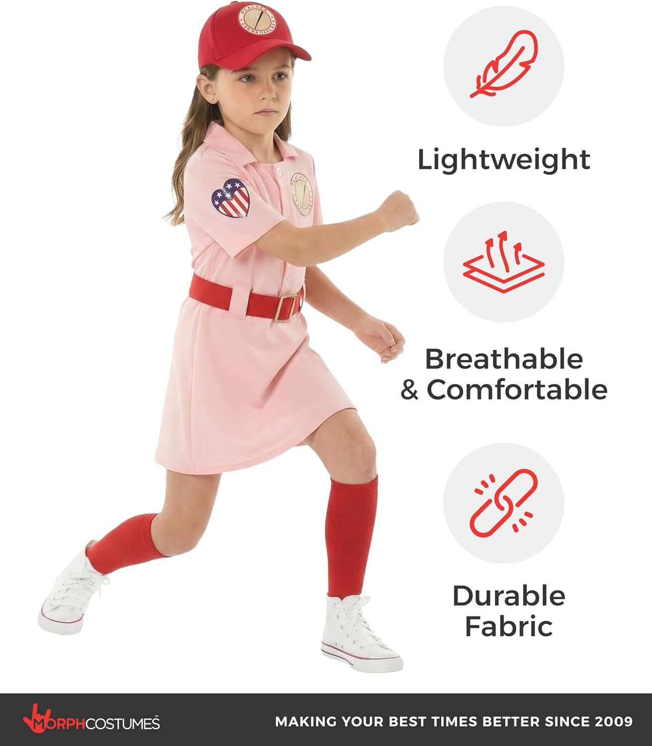 Morph - Pink Baseball Player Costume For Kids, Softball Halloween Costumes For Girls, Movie Character Costumes Toddler