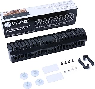 Hair Extension Holder and Hanger – Professional Hair Styling Tool and Extension Caddy for Washing, Coloring and Blow-Drying, Clip-In, Tape-In and Extensions Stand - Black