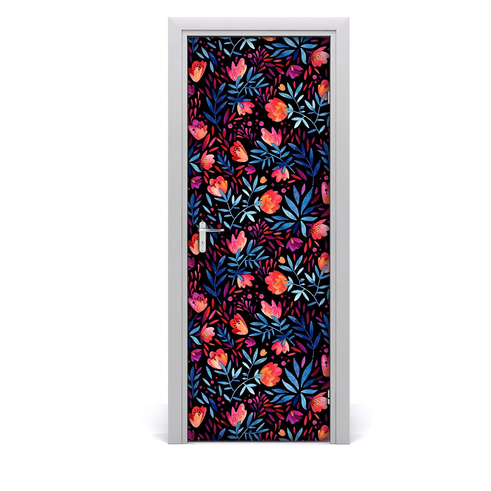 Papier peint sur la porte autocollant 77x200 étiquette étanche murale fleurs florales