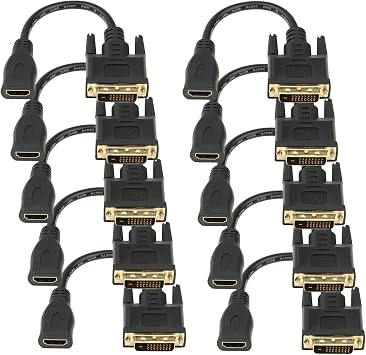 Bi-Directional HDMI Female to DVI-D24+1 Male Adapter, 1080P DVI to HDMI Conveter 10, Black