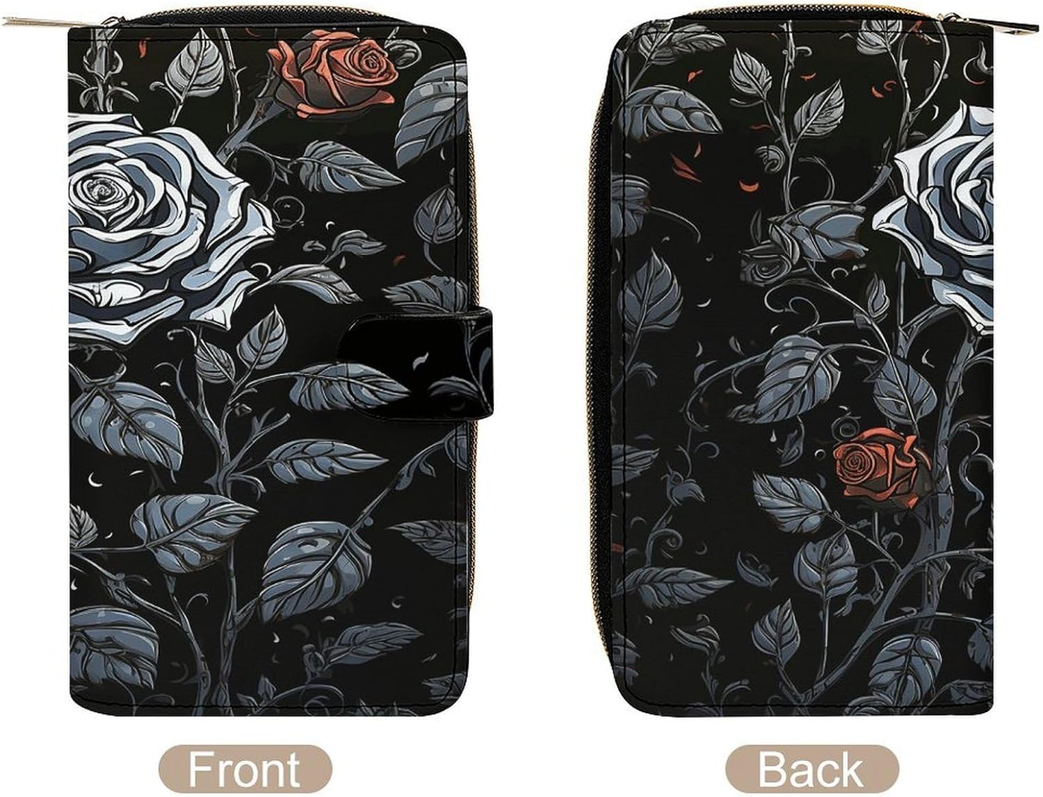 Women PU Leather Bifold Rose Gothic Wallets Large Capacity Card Holder Ladies Phone Clutch Travel Purse image 3