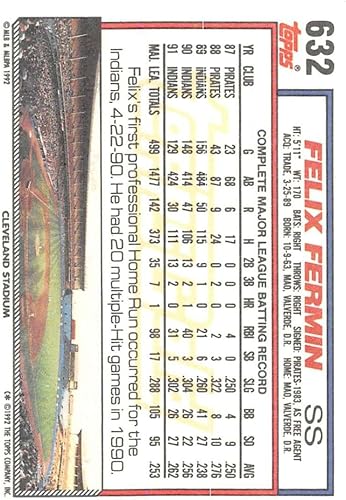 Miniatura 2 de 1992 Topps Gold Winners #632 Felix Fermin NM-MT Indians