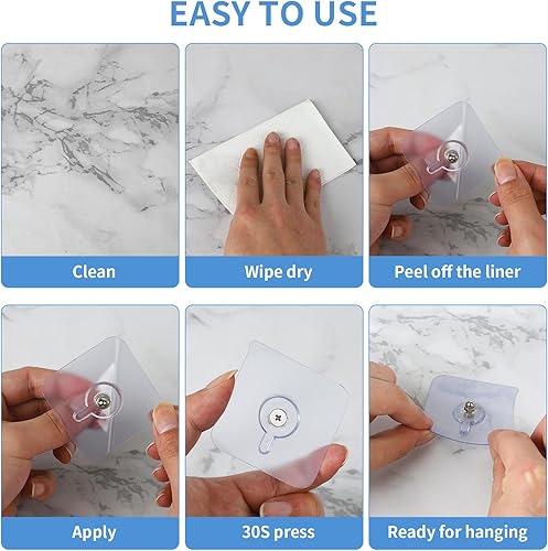 Miniatura 5 de 10 ganchos adhesivos de pared (17 libras máximo), no requiere taladrar, kit de colgador de marco, sin colgadores de imágenes de uñas, baño, ganchos