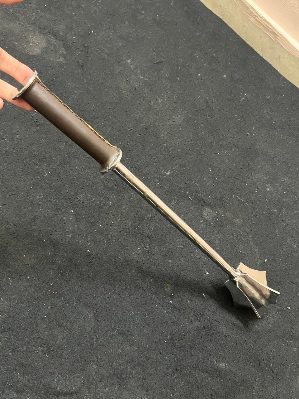 Medieval Mace Replica – Hand-Forged Steel with Leather Grip & Wrist Strap – Great for LARP, Cosplay, Training