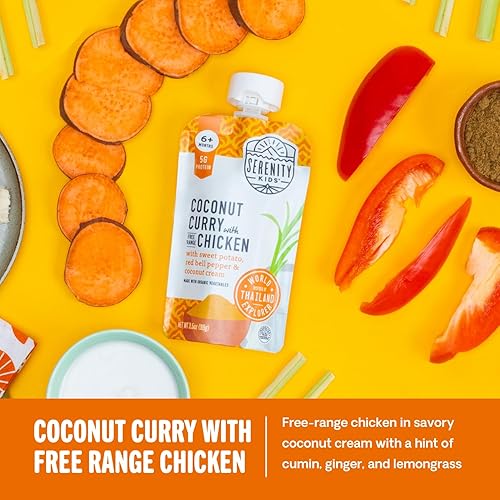 Vista 39 de Serenity Kids Bolsas de comida para bebés a partir de 6 meses, puré hecho con carnes de origen ético y verduras orgánicas, bolsa de 3.5 onzas sin