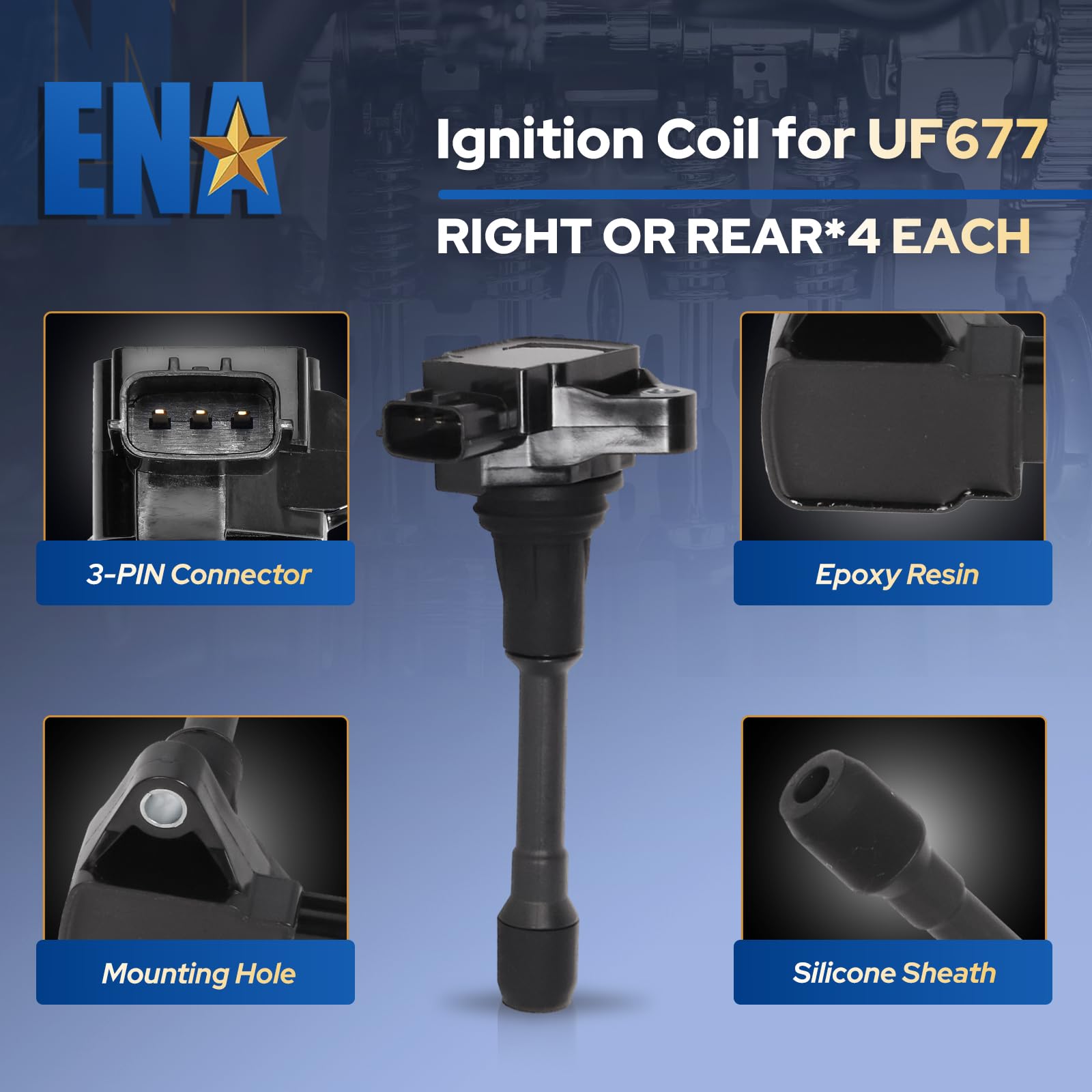 Amazon.com: ENA Set of 8 Front and Rear Ignition Coil Pack