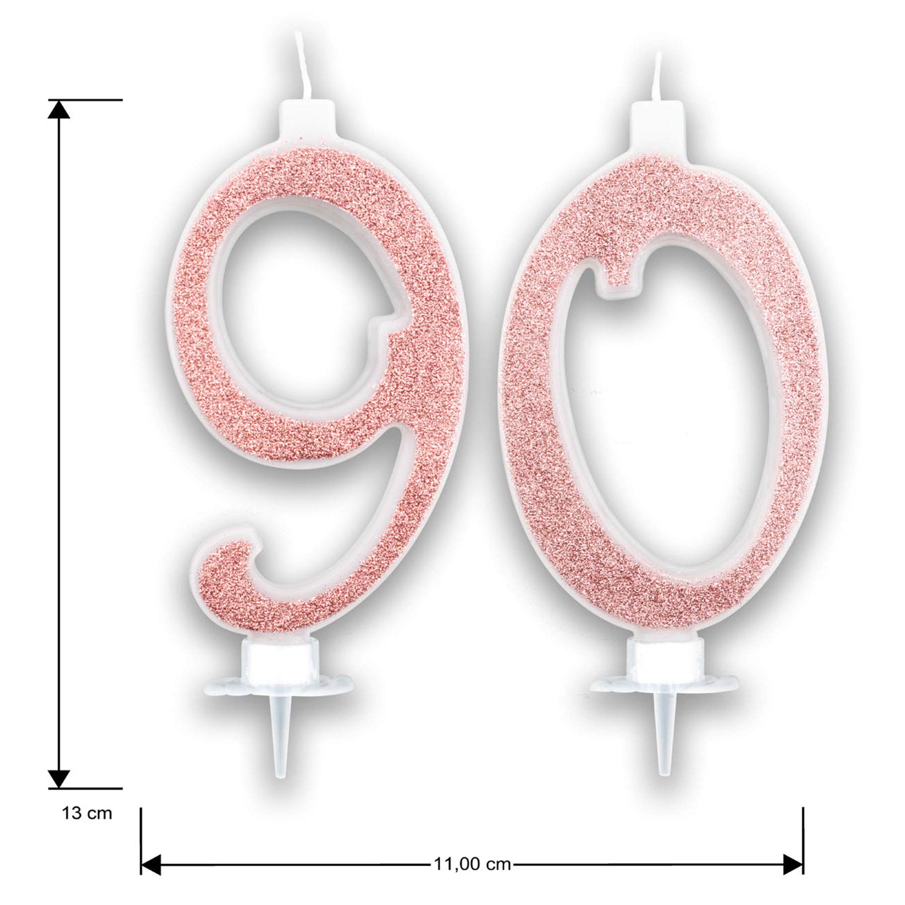 Grandes Bougies D'anniversaire Rose Gold Glitter | Chiffres Brillants Pour Gâteau Fête Anniversaire Fille | Décorations Bougies Topper Anniversaire Gâteau | Hauteur 13 CM (Numéro 90