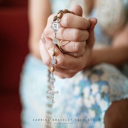 Miniatura 4 de 30 cuentas espaciadoras de medalla de Jesús Cruz de San Benito de aleación de 0.59 pulgadas (0.591 in), abalorios de religión, cuentas sueltas